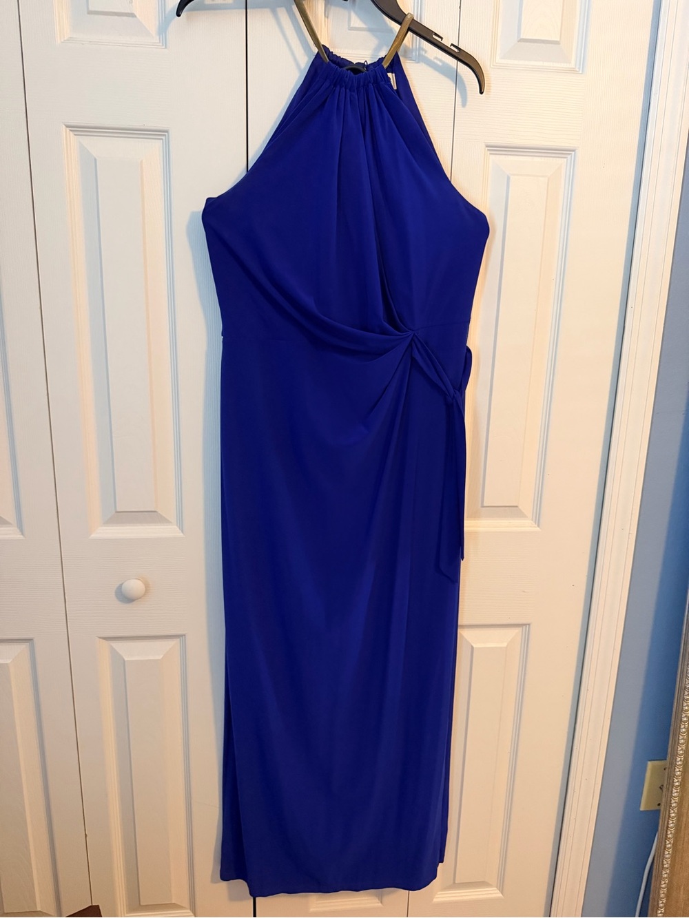 Soho Apparel Cobalt Blue Halter Maxi Dress